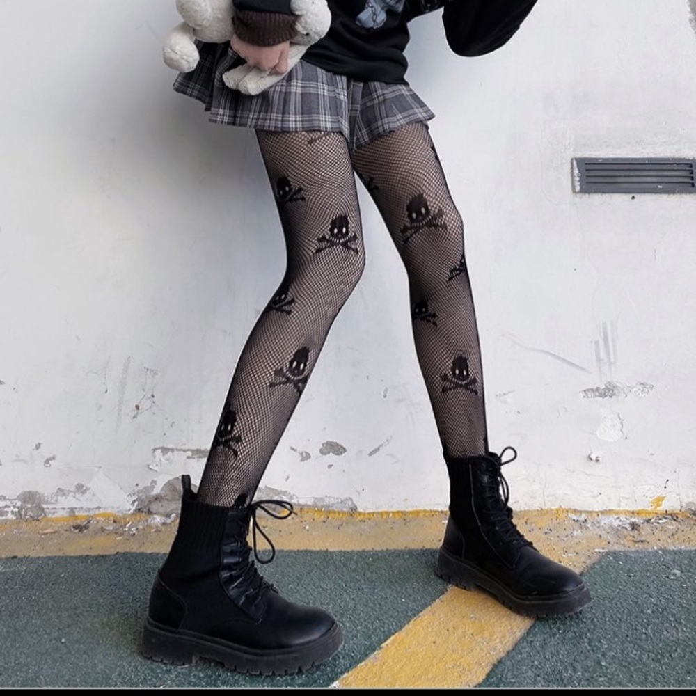 New! Fishnet Skull Stockings Tights